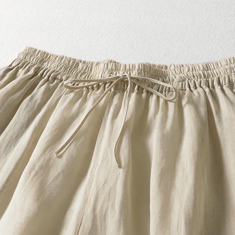 Buddha Stones – Einfarbige, weit geschnittene Damenhose mit Schnürung - image 5