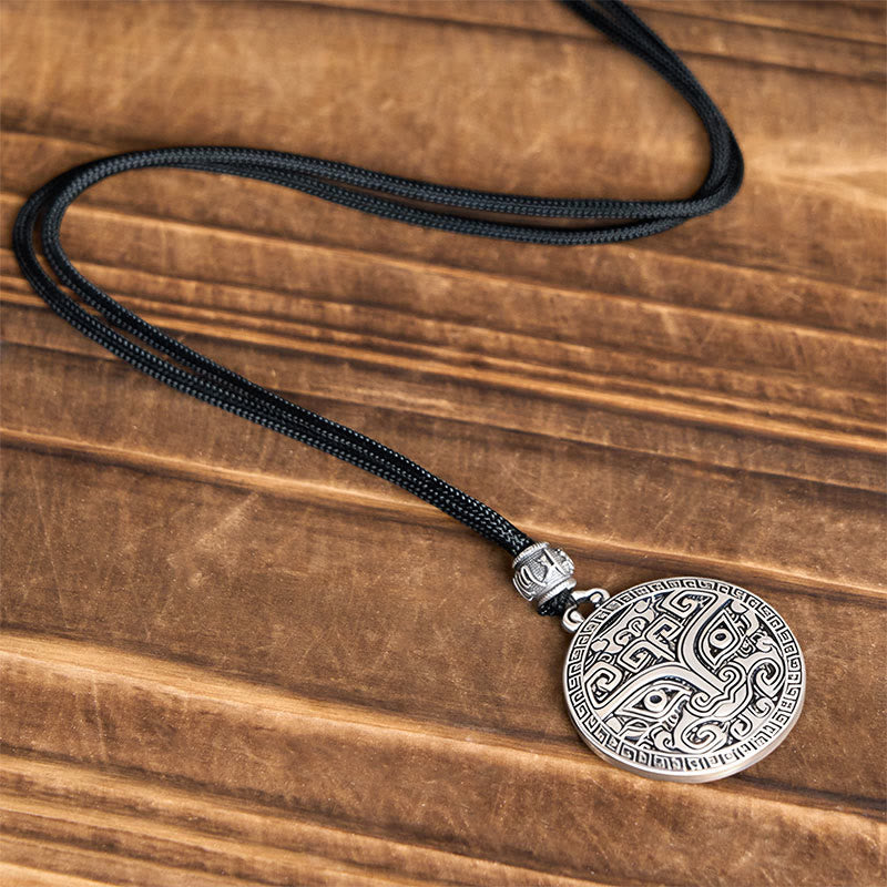 Buddha Stones Taotie Om Mani Padme Hum Kupfer vergoldet Silber Reichtum Halskette Anhänger - image 9