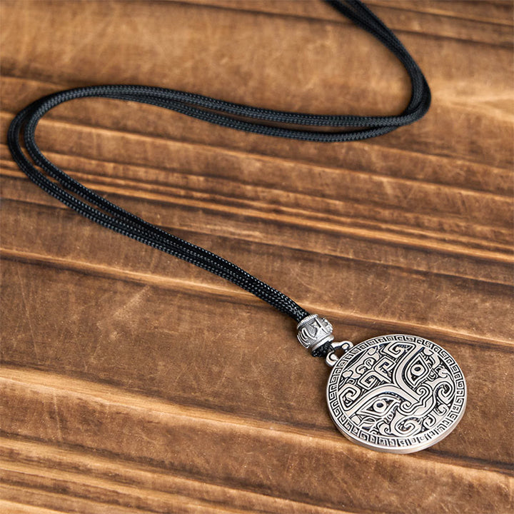 Buddha Stones Taotie Om Mani Padme Hum Kupfer vergoldet Silber Reichtum Halskette Anhänger - image 9