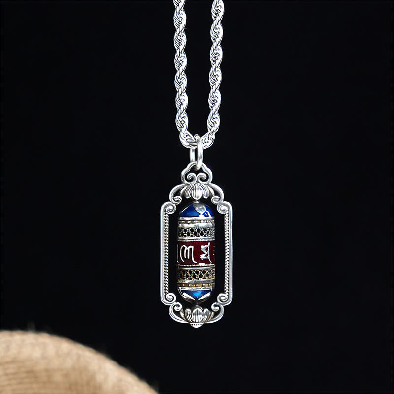 Buddha Stones Vintage Om Mani Padme Hum Gebetsmühle Kupfer Glück Anhänger - image 2