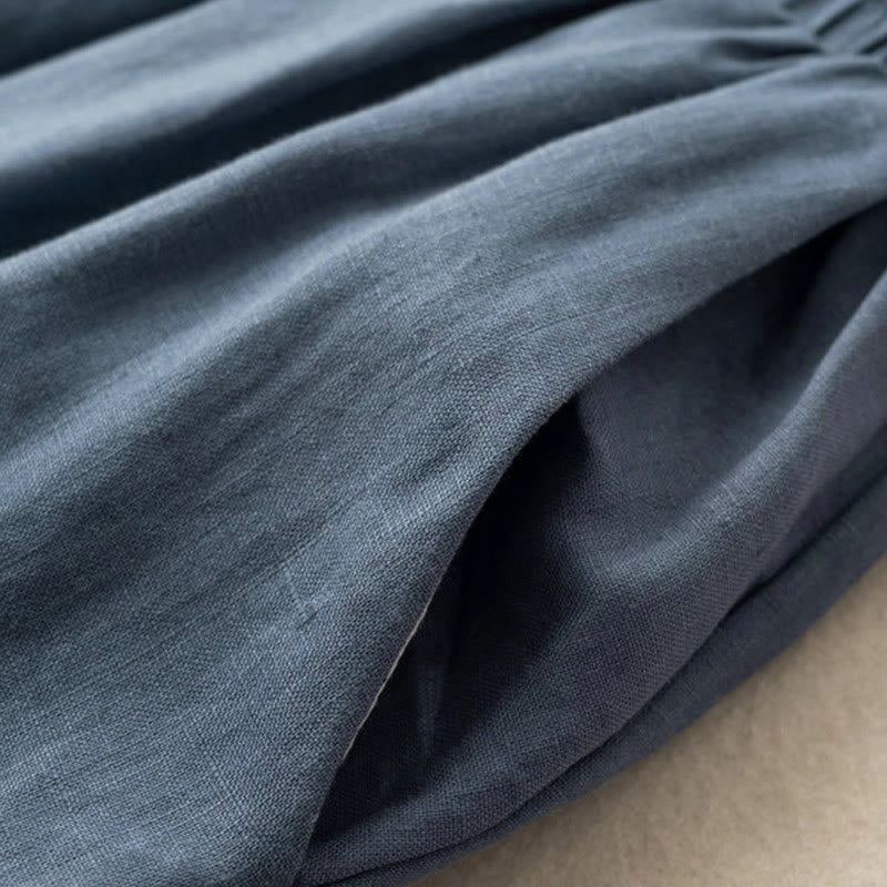 Buddha Stones Caprihose, einfarbig, Länge 7–8, Baumwolle, Leinen, Damenhose mit weitem Bein und Taschen - image 30