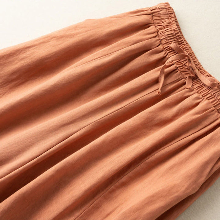 Buddha Stones Caprihose, einfarbig, Länge 7–8, Baumwolle, Leinen, Damenhose mit weitem Bein und Taschen - image 19