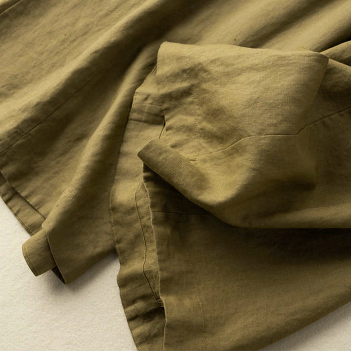 Buddha Stones Caprihose, einfarbig, Länge 7–8, Baumwolle, Leinen, Damenhose mit weitem Bein und Taschen - image 15