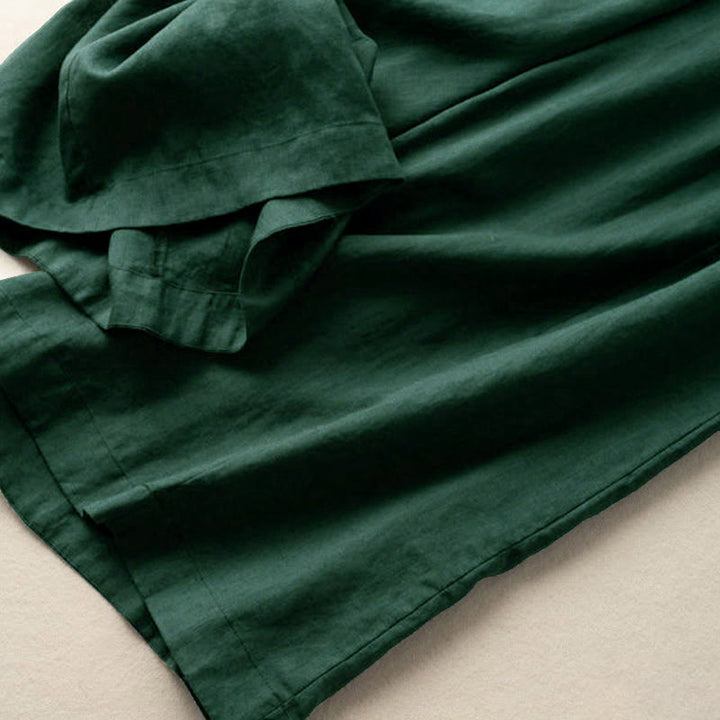 Buddha Stones Caprihose, einfarbig, Länge 7–8, Baumwolle, Leinen, Damenhose mit weitem Bein und Taschen - image 22