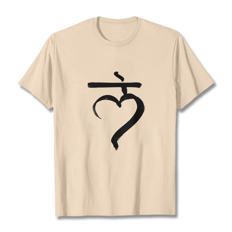 Buddha Stones Lässiges Lam Mantra Sanskrit Baumwoll-T-Shirt - Bisque - 2XL - image 9