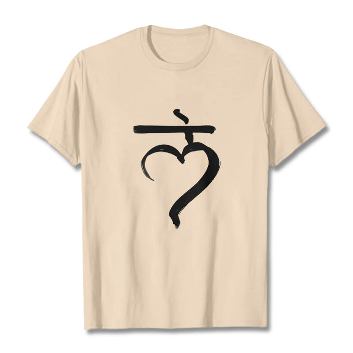 Buddha Stones Lässiges Lam Mantra Sanskrit Baumwoll-T-Shirt - Bisque - 2XL - image 9