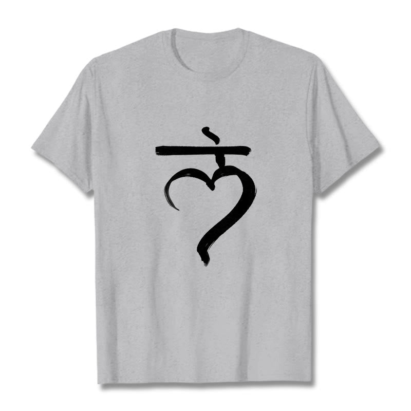 Buddha Stones Lässiges Lam Mantra Sanskrit Baumwoll-T-Shirt - Hellgrau - 2XL - image 20