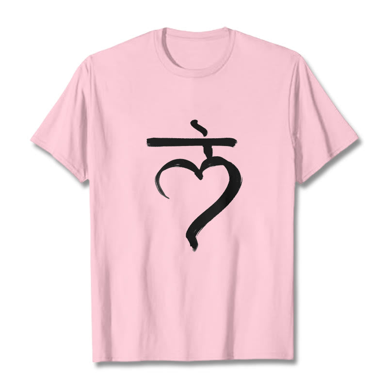 Buddha Stones Lässiges Lam Mantra Sanskrit Baumwoll-T-Shirt - Hellrosa - 2XL - image 13