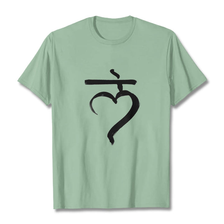 Buddha Stones Lässiges Lam Mantra Sanskrit Baumwoll-T-Shirt - Blassgrün - 2XL - image 15