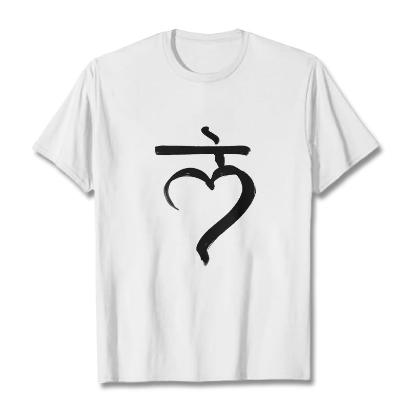 Buddha Stones Lässiges Lam Mantra Sanskrit Baumwoll-T-Shirt - Weiß - 2XL - image 6