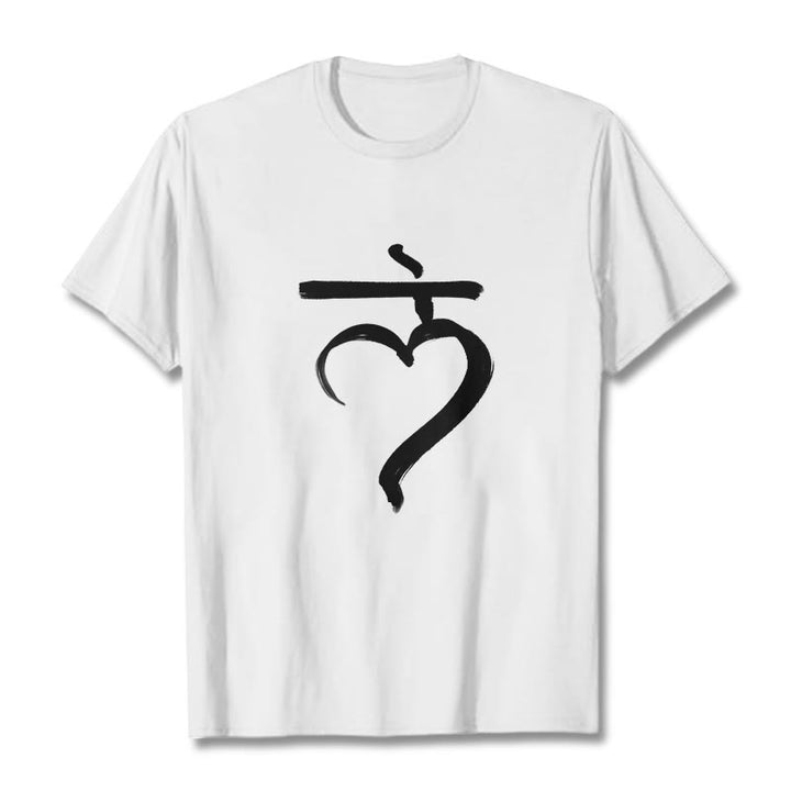 Buddha Stones Lässiges Lam Mantra Sanskrit Baumwoll-T-Shirt - Weiß - 2XL - image 6