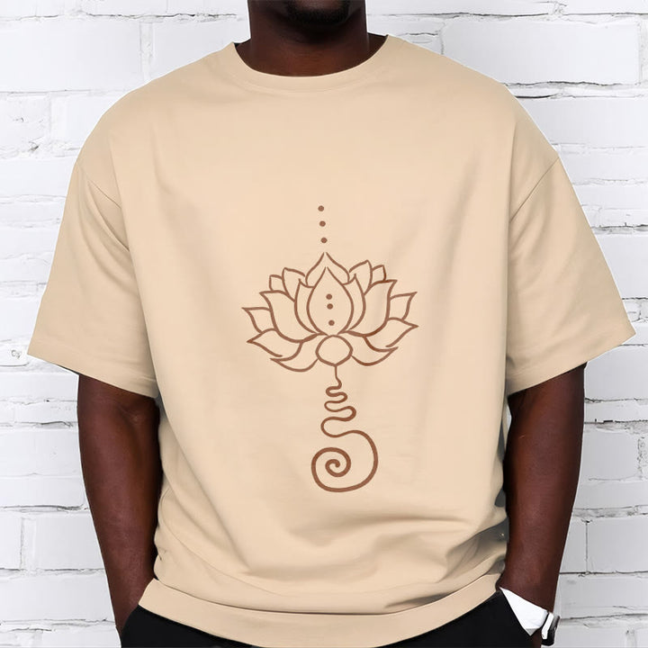Buddha Stones Lässiges Lotus-Design Baumwoll-T-Shirt - image 10