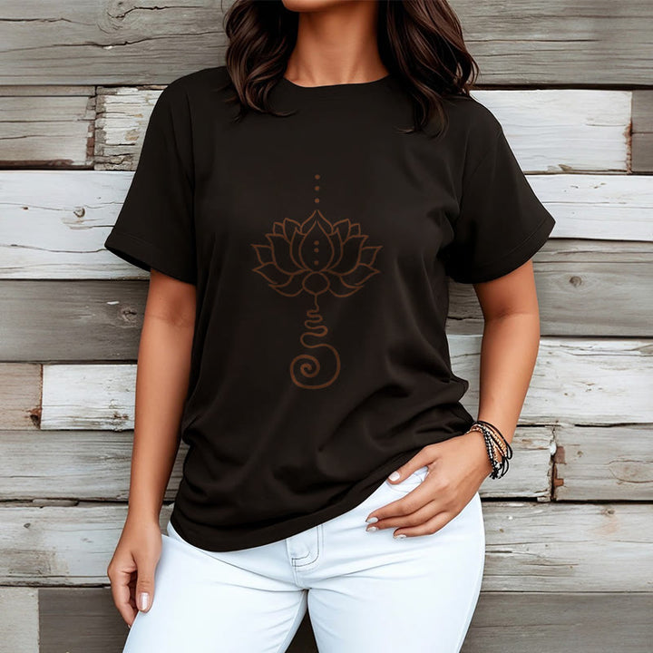 Buddha Stones Lässiges Lotus-Design Baumwoll-T-Shirt - image 8