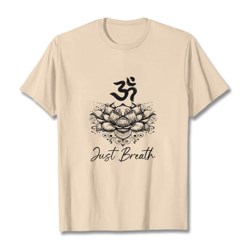 Buddha Stones Casual Om Symbol Lotusblumenmuster Baumwoll-T-Shirt - Bisque - 2XL - image 11