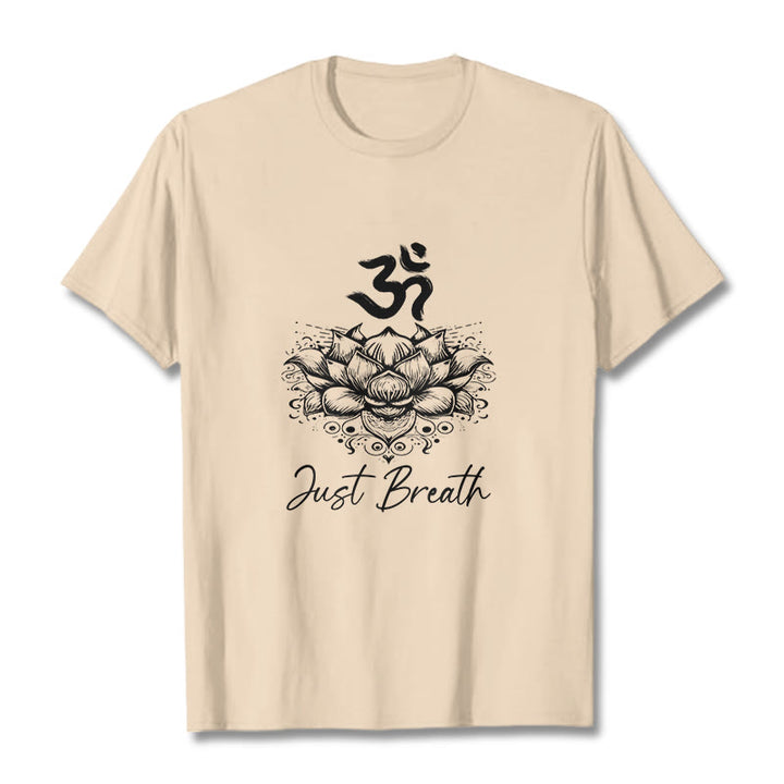 Buddha Stones Casual Om Symbol Lotusblumenmuster Baumwoll-T-Shirt - Bisque - 2XL - image 11