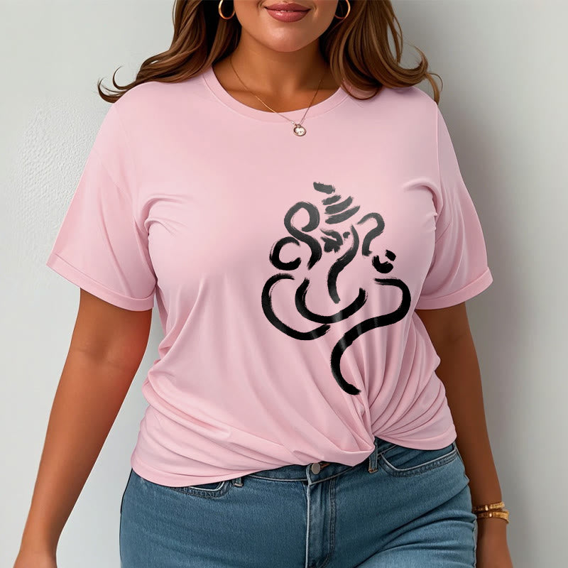 Lässiges Baumwoll-T-Shirt mit Buddha Stones und Ganesha-Muster - image 14