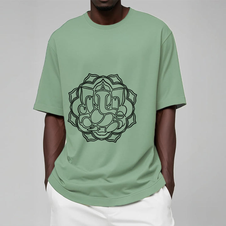Buddha Stones Lässiges Mandala-Design Ganesha-Muster Baumwoll-T-Shirt - image 16