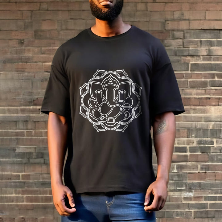Buddha Stones Lässiges Mandala-Design Ganesha-Muster Baumwoll-T-Shirt - image 6