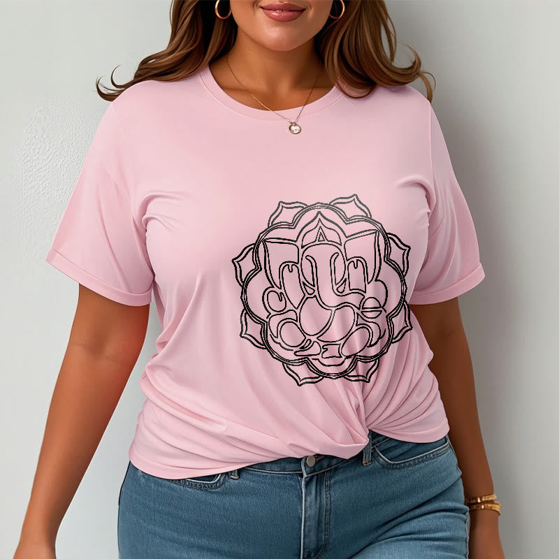 Buddha Stones Lässiges Mandala-Design Ganesha-Muster Baumwoll-T-Shirt - image 14