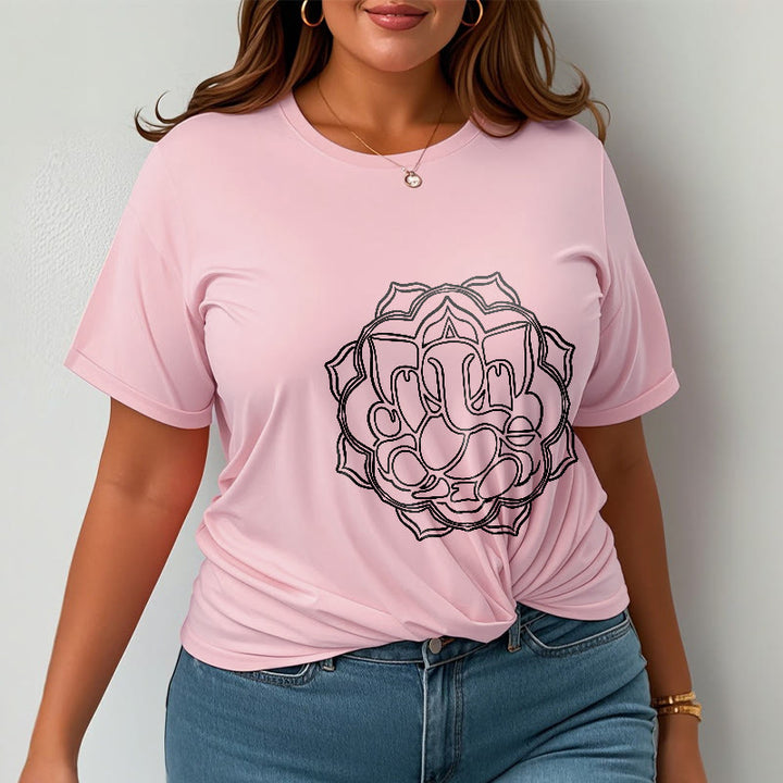 Buddha Stones Lässiges Mandala-Design Ganesha-Muster Baumwoll-T-Shirt - image 14