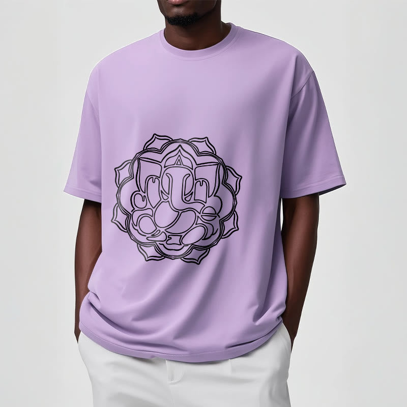 Buddha Stones Lässiges Mandala-Design Ganesha-Muster Baumwoll-T-Shirt - image 18