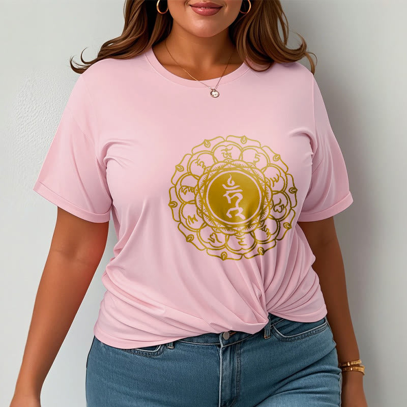 Buddha Stones Casual Hum Symbol Vishuddha Muster Baumwolle T-Shirt - image 14