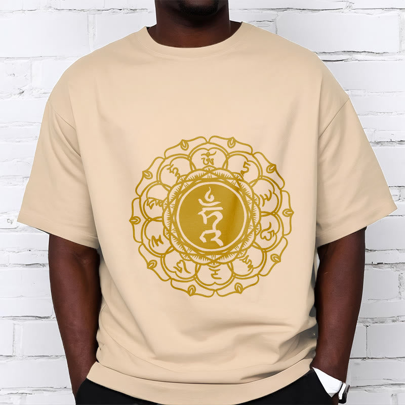 Buddha Stones Casual Hum Symbol Vishuddha Muster Baumwolle T-Shirt - image 10