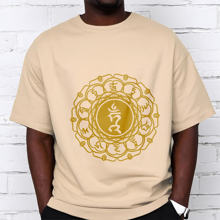 Buddha Stones Casual Hum Symbol Vishuddha Muster Baumwolle T-Shirt - image 10