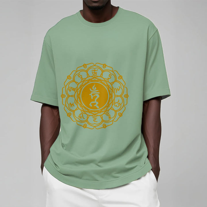Buddha Stones Casual Hum Symbol Vishuddha Muster Baumwolle T-Shirt - image 16
