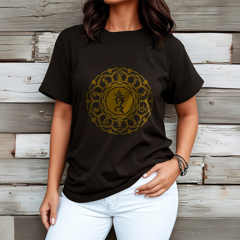 Buddha Stones Casual Hum Symbol Vishuddha Muster Baumwolle T-Shirt - image 8