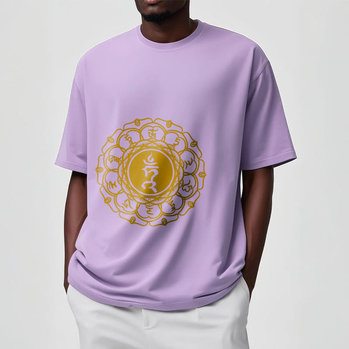 Buddha Stones Casual Hum Symbol Vishuddha Muster Baumwolle T-Shirt - image 18