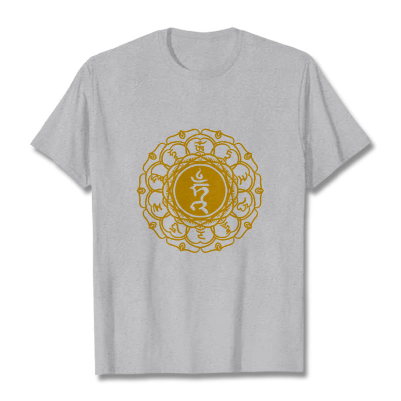 Buddha Stones Casual Hum Symbol Vishuddha Muster Baumwolle T-Shirt - Hellgrau - 2XL - image 20