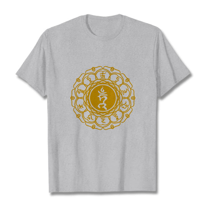 Buddha Stones Casual Hum Symbol Vishuddha Muster Baumwolle T-Shirt - Hellgrau - 2XL - image 20