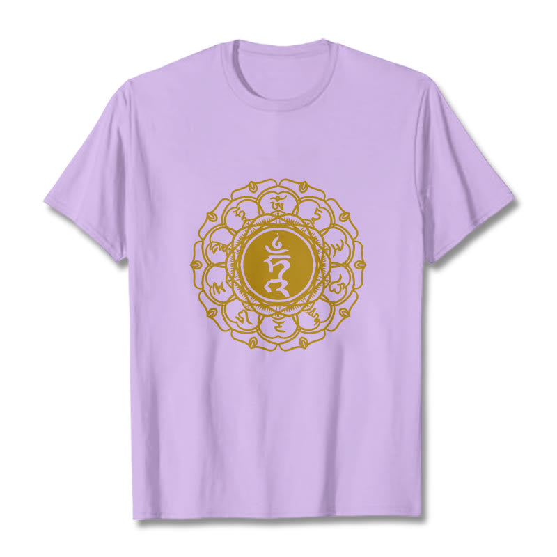 Buddha Stones Casual Hum Symbol Vishuddha Muster Baumwolle T-Shirt - Pflaume - 2XL - image 17