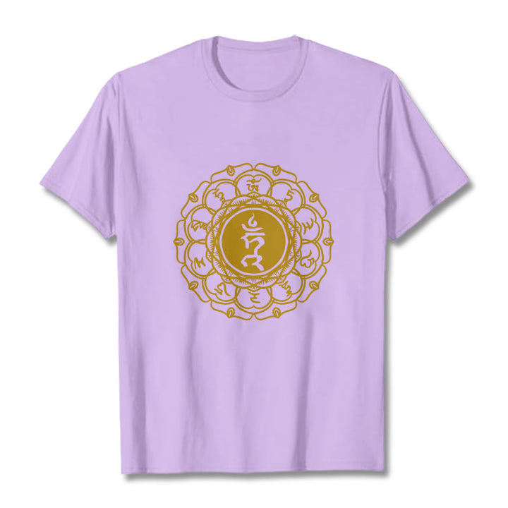Buddha Stones Casual Hum Symbol Vishuddha Muster Baumwolle T-Shirt - Pflaume - 2XL - image 17