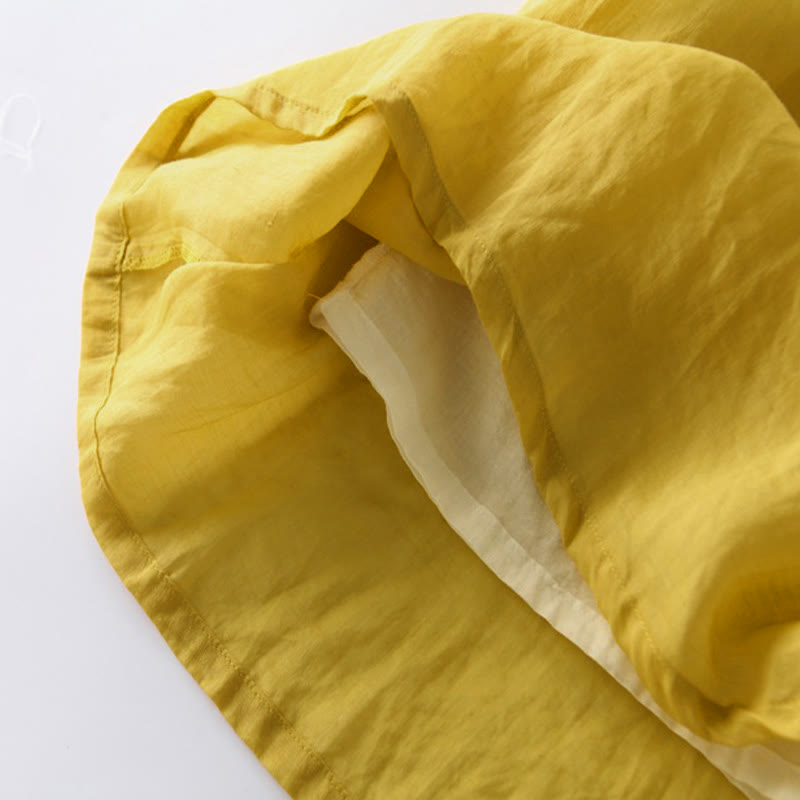 Buddha Stones Lässiges Midikleid aus Baumwolle mit Schnürung, Rundhalsausschnitt, halblangen Ärmeln und Taschen - image 15