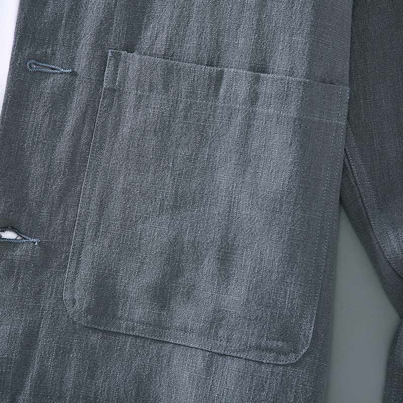 Buddha Stones Commute – Schlichte Herrenjacke aus Ramie-Leinen mit langen Ärmeln und Knopf-Revers-Design mit Taschen - image 8
