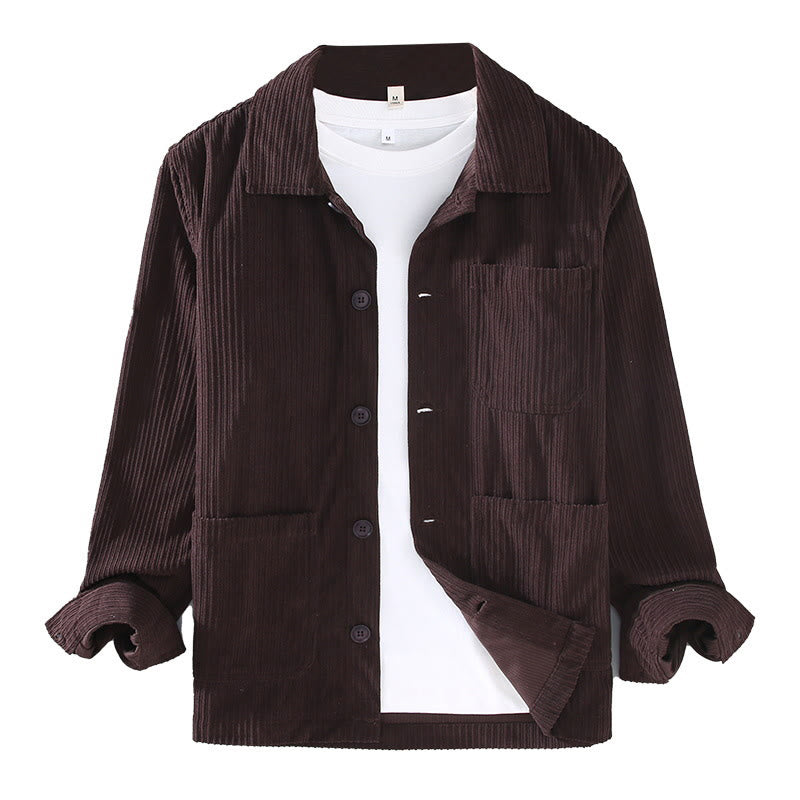 Buddha Stones Fall Revers Design Langarm Knopf Herrenjacke mit Taschen - image 9