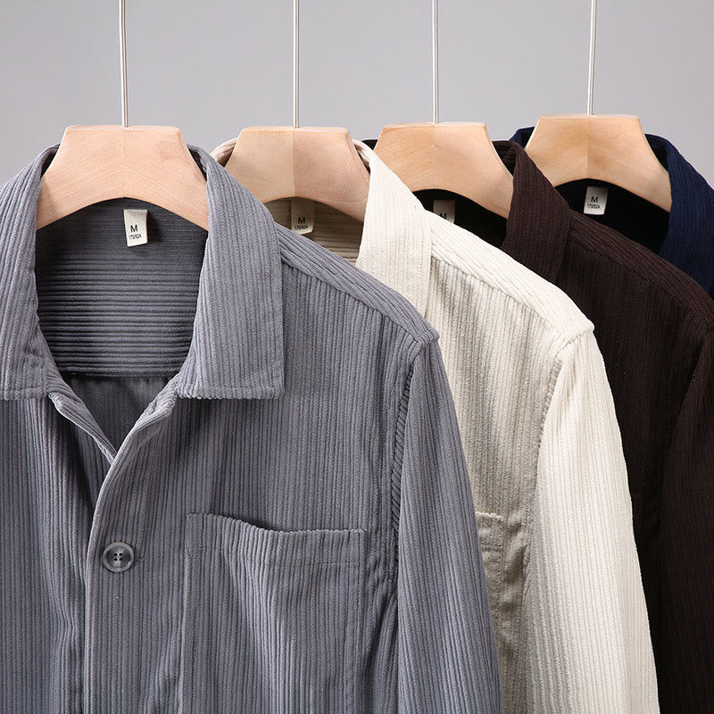 Buddha Stones Fall Revers Design Langarm Knopf Herrenjacke mit Taschen - image 13