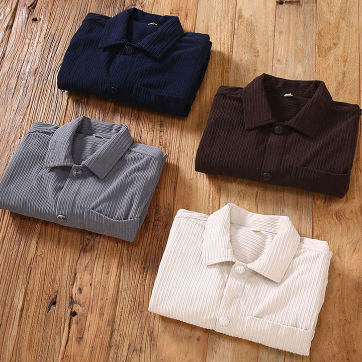 Buddha Stones Fall Revers Design Langarm Knopf Herrenjacke mit Taschen - image 11