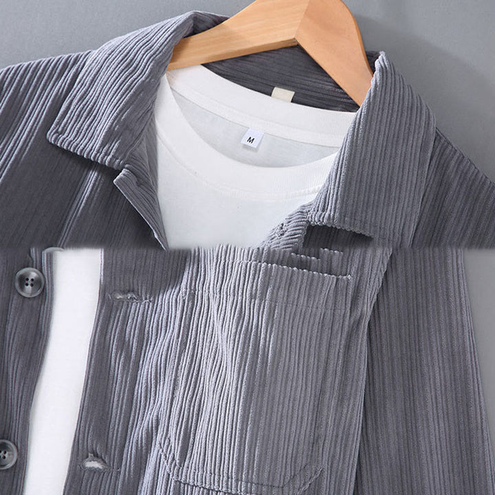 Buddha Stones Fall Revers Design Langarm Knopf Herrenjacke mit Taschen - image 5