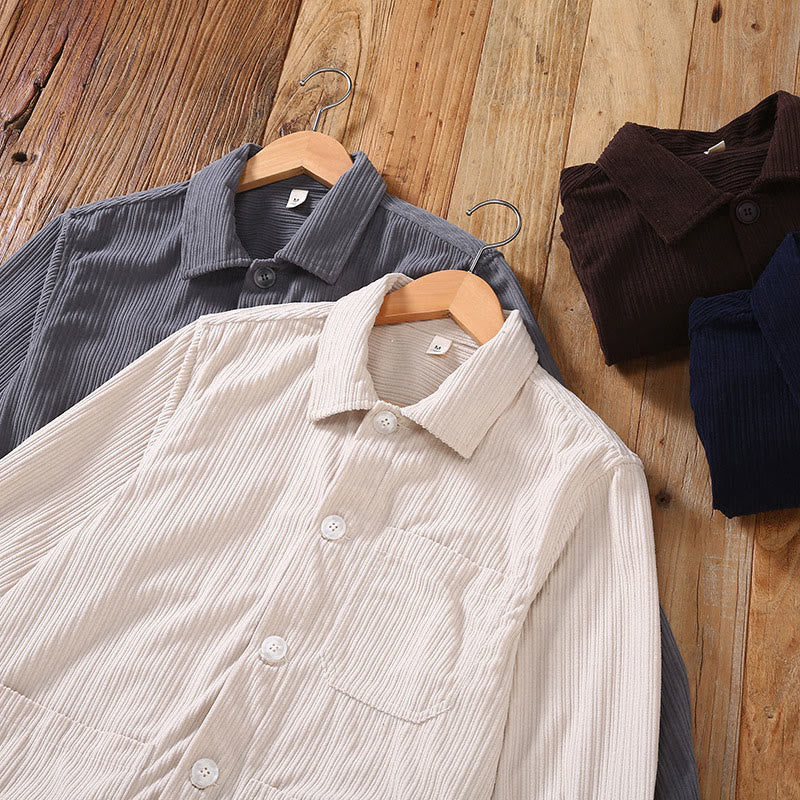 Buddha Stones Fall Revers Design Langarm Knopf Herrenjacke mit Taschen - image 12