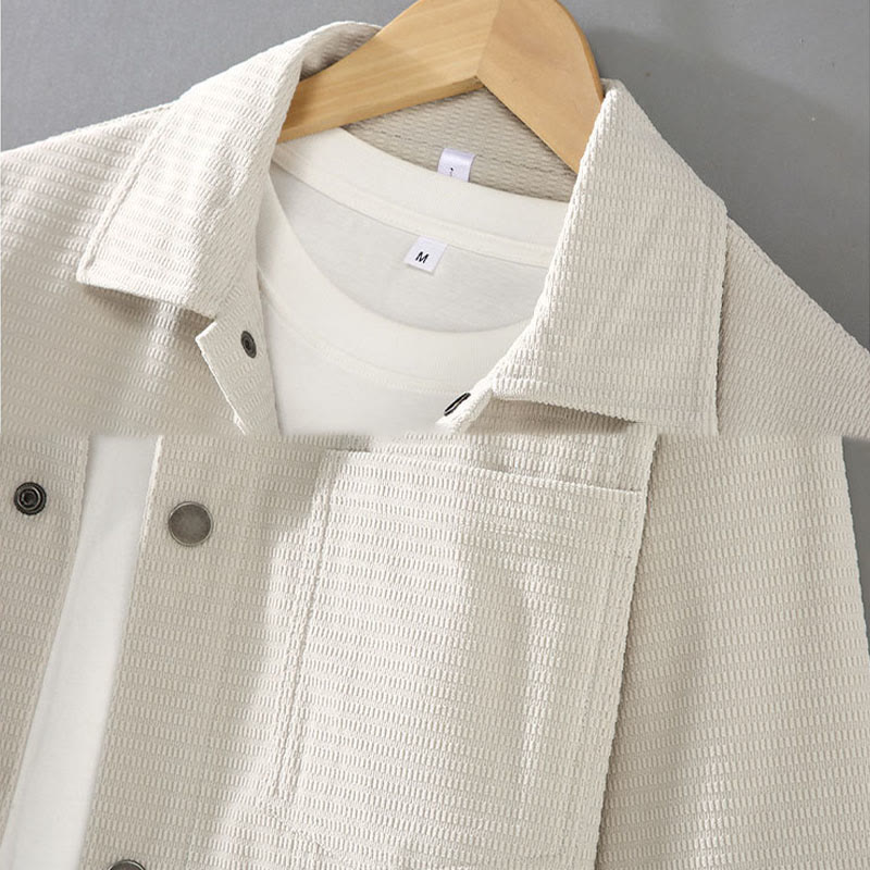 Buddha Stones Commute Revers Design Knöpfe Herren Langarmjacke mit Taschen - image 4