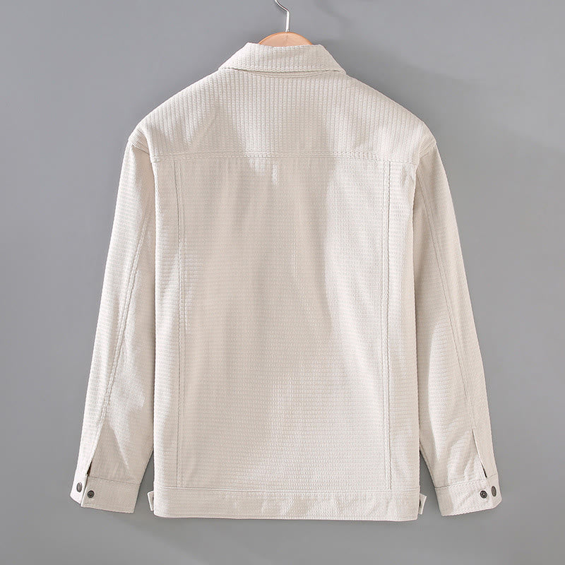 Buddha Stones Commute Revers Design Knöpfe Herren Langarmjacke mit Taschen - image 2