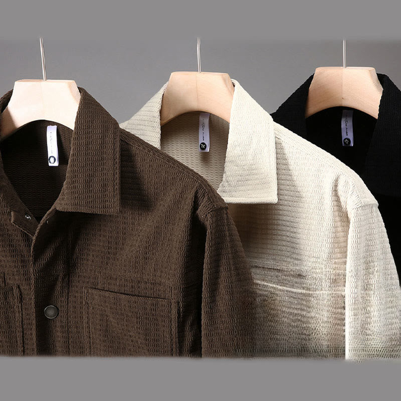 Buddha Stones Commute Revers Design Knöpfe Herren Langarmjacke mit Taschen - image 11