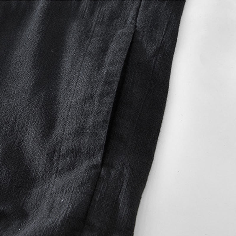 Buddha Stones Commute – Schlichtes, einfaches Knopfdesign – Langärmlige Ramie-Leinenjacke für Herren mit Taschen - image 9