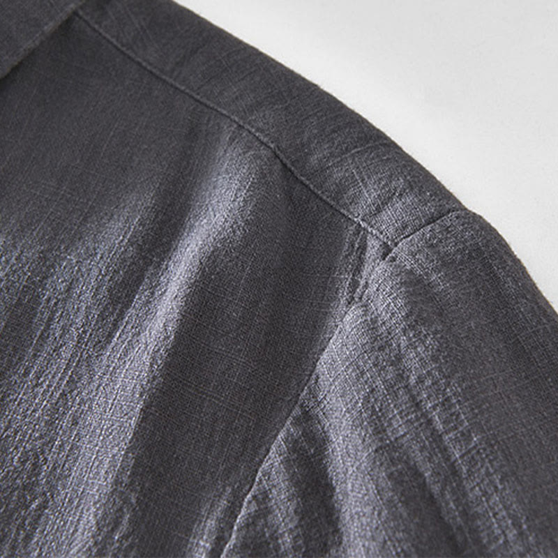 Buddha Stones Commute – Schlichtes, einfaches Knopfdesign – Langärmlige Ramie-Leinenjacke für Herren mit Taschen - image 21