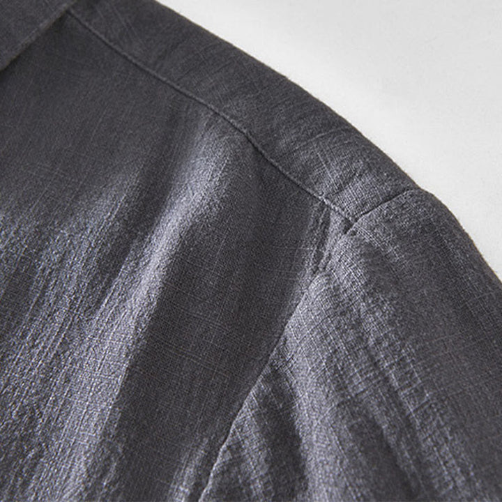 Buddha Stones Commute – Schlichtes, einfaches Knopfdesign – Langärmlige Ramie-Leinenjacke für Herren mit Taschen - image 21