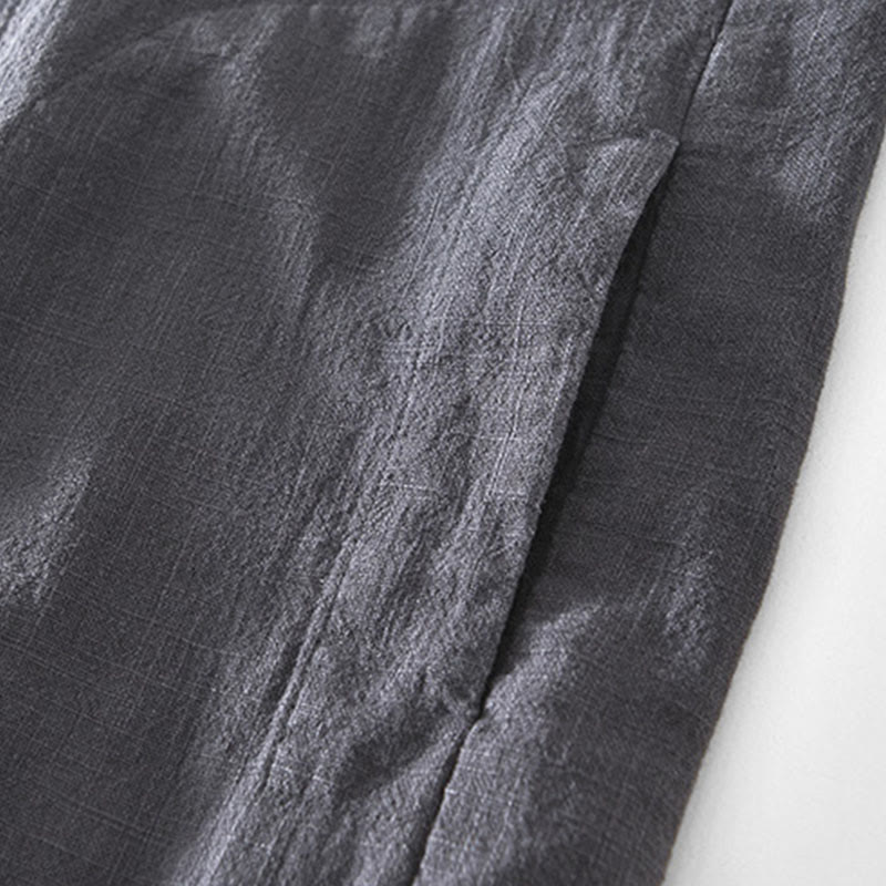 Buddha Stones Commute – Schlichtes, einfaches Knopfdesign – Langärmlige Ramie-Leinenjacke für Herren mit Taschen - image 23