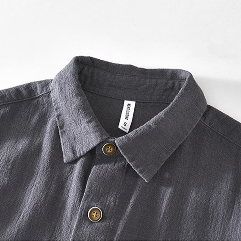 Buddha Stones Commute – Schlichtes, einfaches Knopfdesign – Langärmlige Ramie-Leinenjacke für Herren mit Taschen - image 19